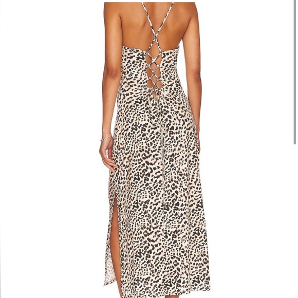LITA BY CIARA Lace Back Midi Dress in Neutral Animal - Picture 2 of 2